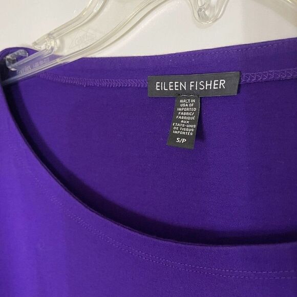 EILEEN FISHER purple pullover split hem knit long sleeve top size Small - Picture 2 of 5